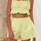 Daverri ruffled square neck cami and lime green shorts set