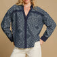 Umgee Paisley Print Denim Shirt Jacket DK. DENIM