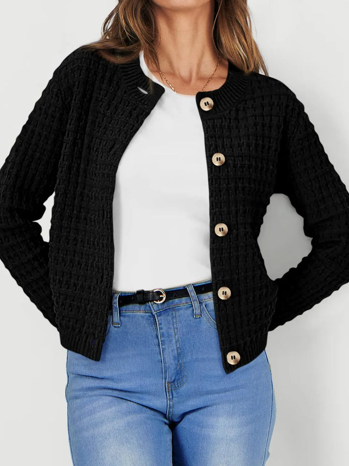 Textured Knit Button-Front Cardigan | Cardigans Daverri Fashions