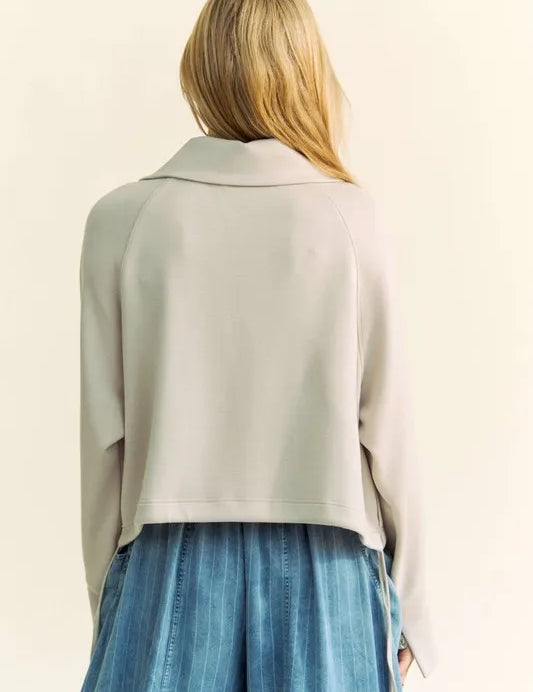 Davi & Dani Drawstring Hem Half Zip Raglan Sleeve Sweatshirt | Sweatshirts Daverri Fashions