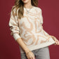 Umgee Heart Print Crew Neck Sweater - DAVERRI FASHIONS