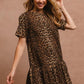 BiBi Tie Back Leopard Round Neck Short Sleeve Dress
