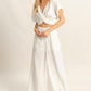 HYFVE Twisted Front Short Sleeve Top and Wide Leg Pants Set Pants
