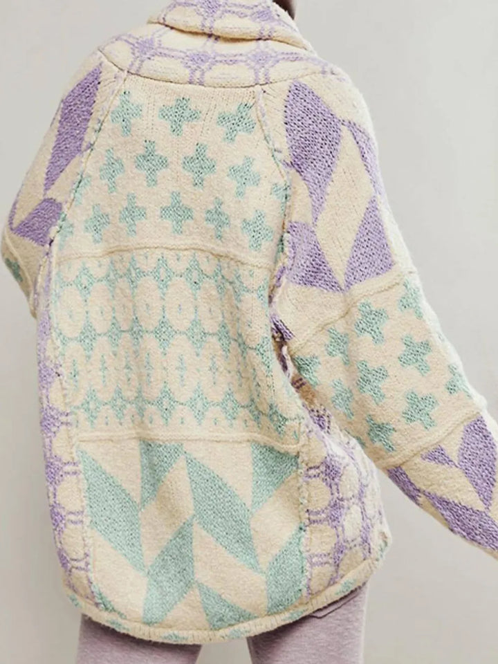 Collared Neck Long Sleeve Cardigan | Cardigans Daverri Fashions