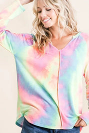 BiBi Long Sleeve Tie-Dye Terry T-Shirt | T-Shirts Daverri Fashions