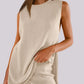 Daverri Fashions Side Slit Round Neck Tank and Ribbed Shorts Sweater Set - DAVERRI FASHIONS