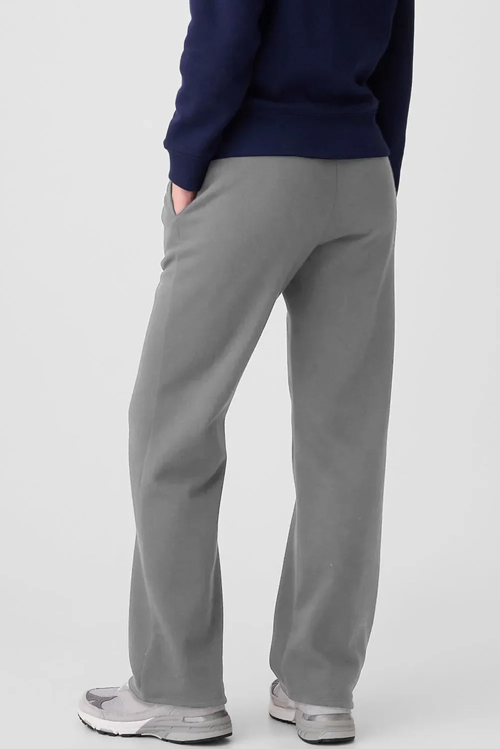 Gray soft-textured Daverri Fashions drawstring pants with pockets
