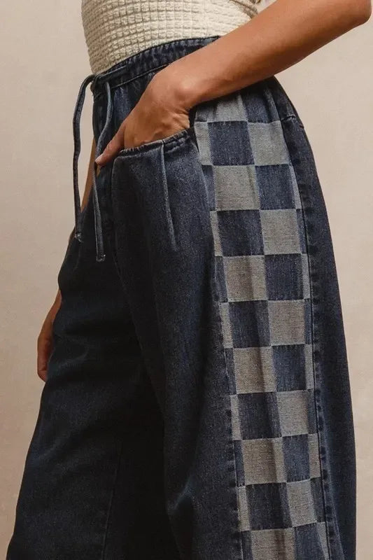 BiBi Washed Denim Mix And Match Long Pants - DAVERRI FASHIONS