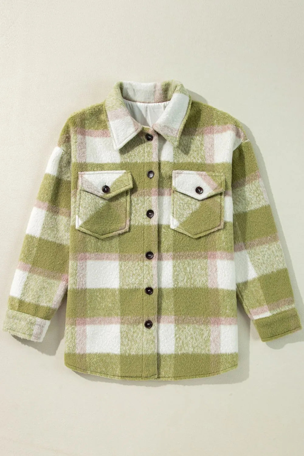 Pocketed Plaid Collared Neck Shacket | Shackets Daverri Fashions
