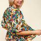Haptics Full Size Frill Floral Puff Sleeve Peplum Blouse Blouses