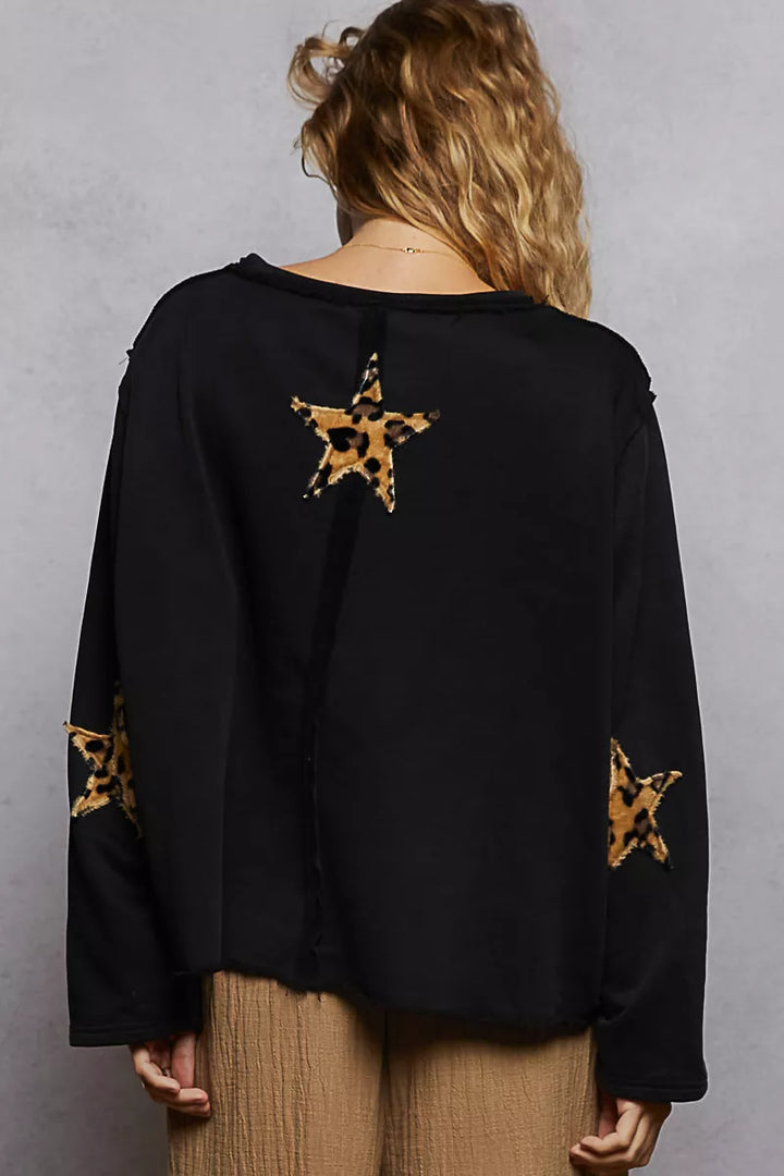 POL Round Neck Long Sleeve French Terry Sweatshirt with USA Letter Animal Patch | Sweatshirts Daverri Fashions