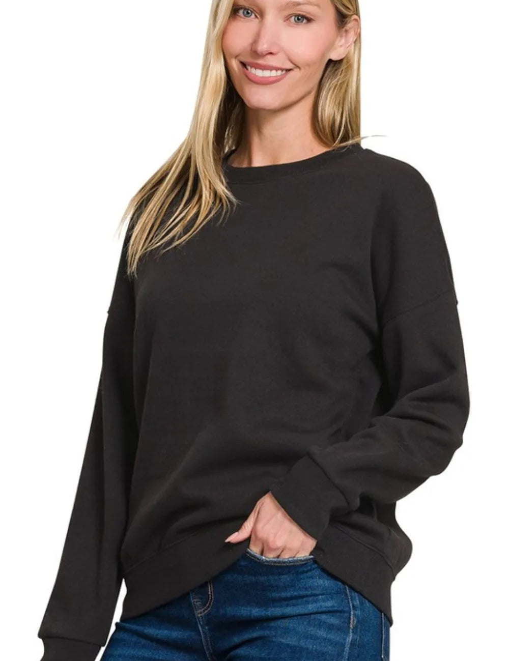 Zenana Full Size Fleece Drop Shoulder Sweatshirt Plus Size | Sweatshirts Daverri Fashions