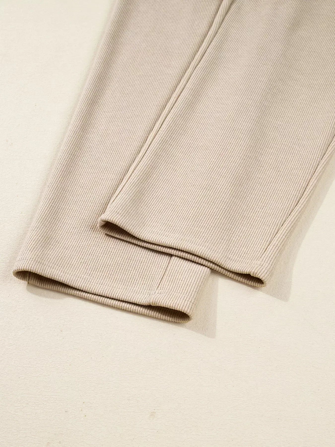 Lace Drawstring Hoodie and High Waist Pants Corduroy Set - DAVERRI FASHIONS