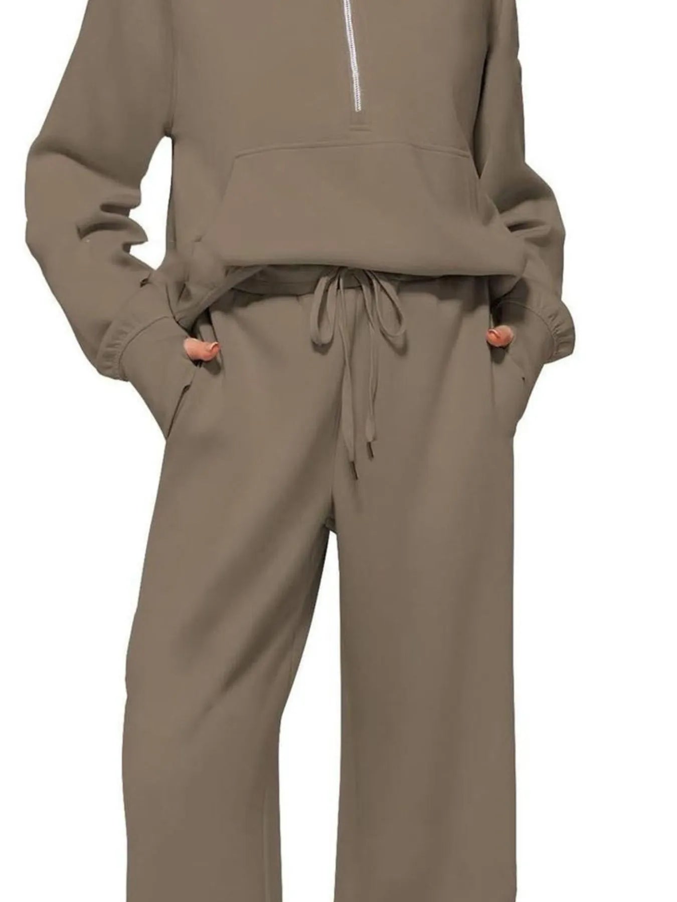 Half Zip Long Sleeve Top and Pants Set | Loungewear Sets Daverri Fashions