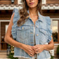 Raw Hem Ruffled Cap Sleeve Denim Jacket - DAVERRI FASHIONS