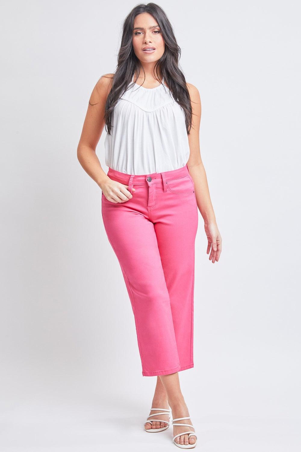 YMI Jeanswear Mid-Rise Hyperstretch Cropped Straight Pants FieryCoral Pants