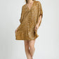 Umgee Metallic Leopard Print V-Neck Kimono Dress