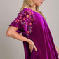 Umgee Full Size Velvet Embroidery Short Sleeve Blouse Blouses