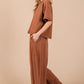 Ces Femme Half Button Half Sleeve Top and Pants Set Outfit Sets