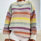 Rainbow Striped Drop Shoulder Oversized Sweater - DAVERRI FASHIONS