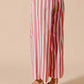 SO ME Front Tie Stripe Top With Puff Sleeves and Wide Leg Pants Set