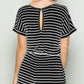 Heimish Full Size Striped Round Neck Short Sleeve Romper Rompers