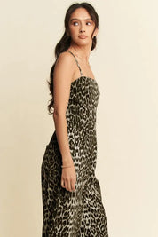 Davi & Dani Leopard Spaghetti Straps Wide Leg Jumpsuit | Jumpsuits Daverri Fashions