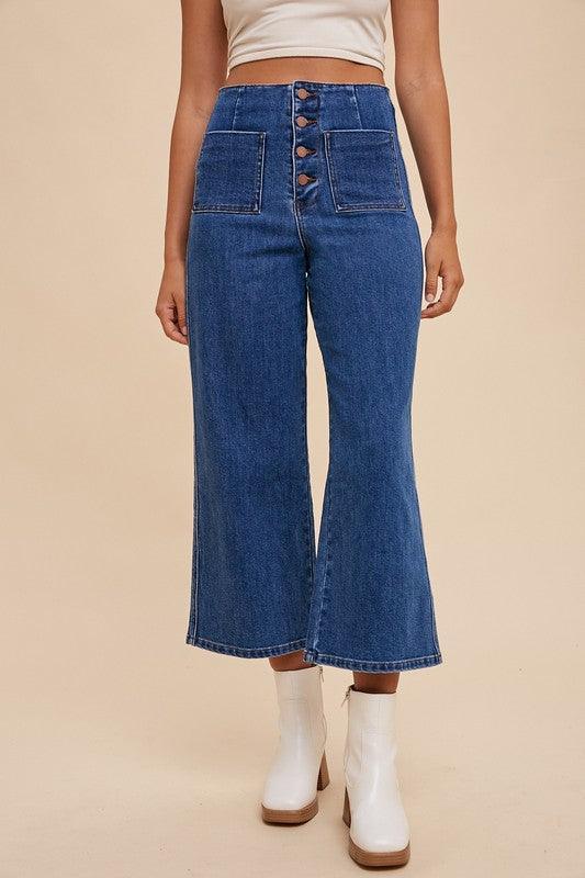 Annie Wear Button Fly High Waist Jeans - DAVERRI FASHIONS