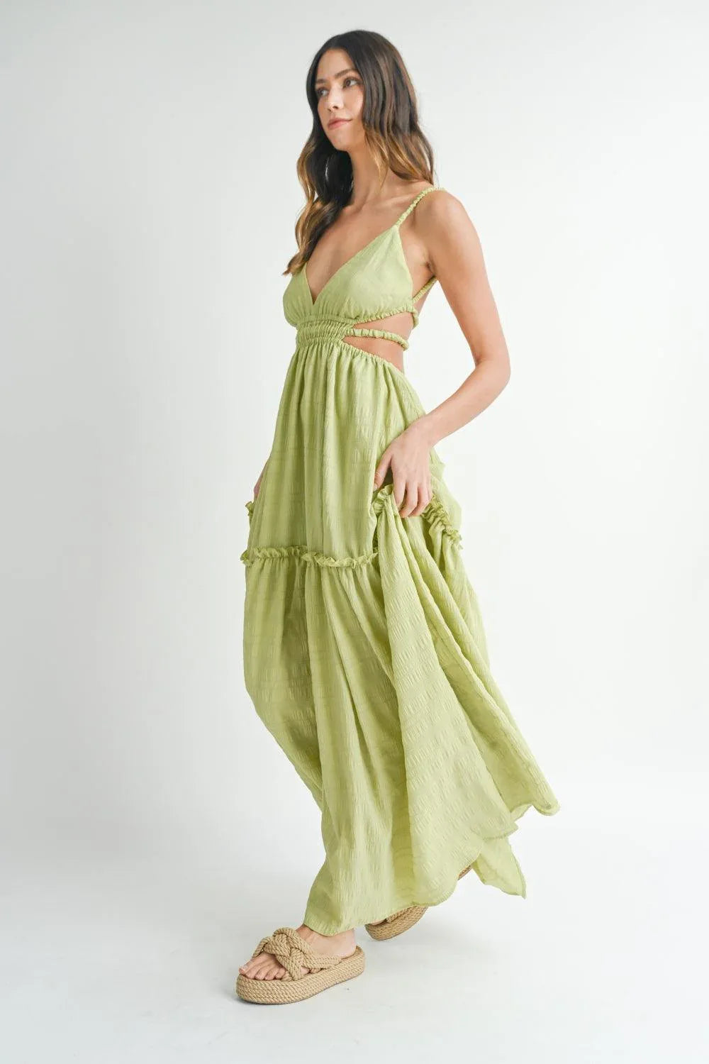 MABLE Cutout Waist Backless Maxi Dress - DAVERRI FASHIONS