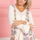 BiBi Granny Square Print Contrast Annie Rib V Neck Top Tops