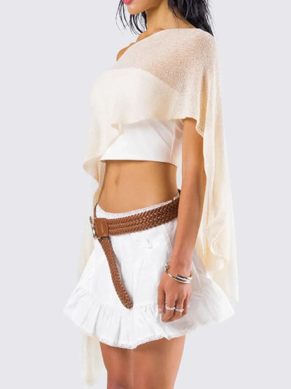 Boat Neck Long Sleeve knit Cover Up - DAVERRI FASHIONS