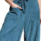 Daverri Fashions Casual Corduroy Wide Leg Pants with Pockets - DAVERRI FASHIONS