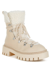 Off White Omul Fleece & Faux Leather Boots | Boots Daverri Fashions