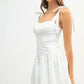 MABLE Shoulder Tie Corset Panel Mini Dress