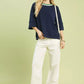 Umgee Ribbed Knit Top with Contrast Trim - DAVERRI FASHIONS
