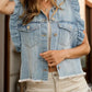 Raw Hem Ruffled Cap Sleeve Denim Jacket - DAVERRI FASHIONS