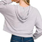 Drop Shoulder Ribbed Crop Hoodie Heather Grey - DAVERRI FASHIONS