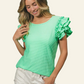 BiBi Birdseye Texture Layered Ruffle Top