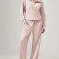 Daverri blush relaxed fit quarter-zip hoodie and wide-leg pants set