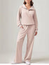 Daverri blush relaxed fit quarter-zip hoodie and wide-leg pants set