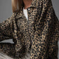 Leopard Button Up Long Sleeve Denim Jacket - DAVERRI FASHIONS