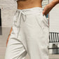 Daverri Fashions white cotton linen blend drawstring joggers with side pockets