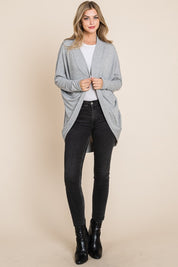 BOMBOM Open Front Long Sleeve Cocoon Cardigan | Daverri Fashions
