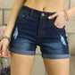 ADORA Distressed Roll Up Denim Shorts with Pockets DENIM S