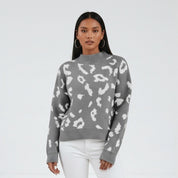 Leopard Mock Neck Sweater