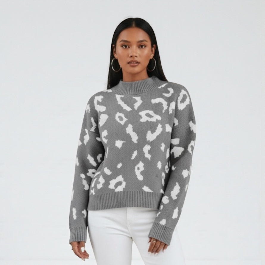 Leopard Mock Neck Sweater