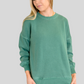 Stepped Hem Pullover in Dark Green