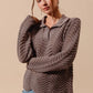 SO ME Notched Collar Wavy Texture Sweater Top