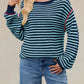 Slit Striped Oversized Sweater - DAVERRI FASHIONS