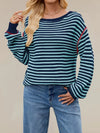 Slit Striped Oversized Sweater - DAVERRI FASHIONS